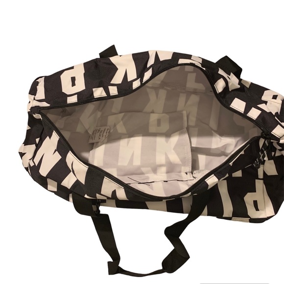 PINK Victoria's Secret PINK all over Logo in Black White Duffle Tote Gym bag - Picture 5 of 6